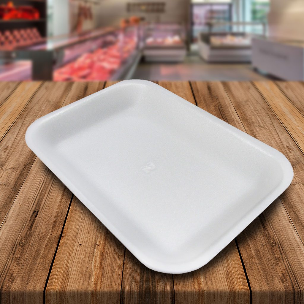 Meat Foam Trays  #2 White Foam Tray 8.25 x 5.75 x 0.875 in